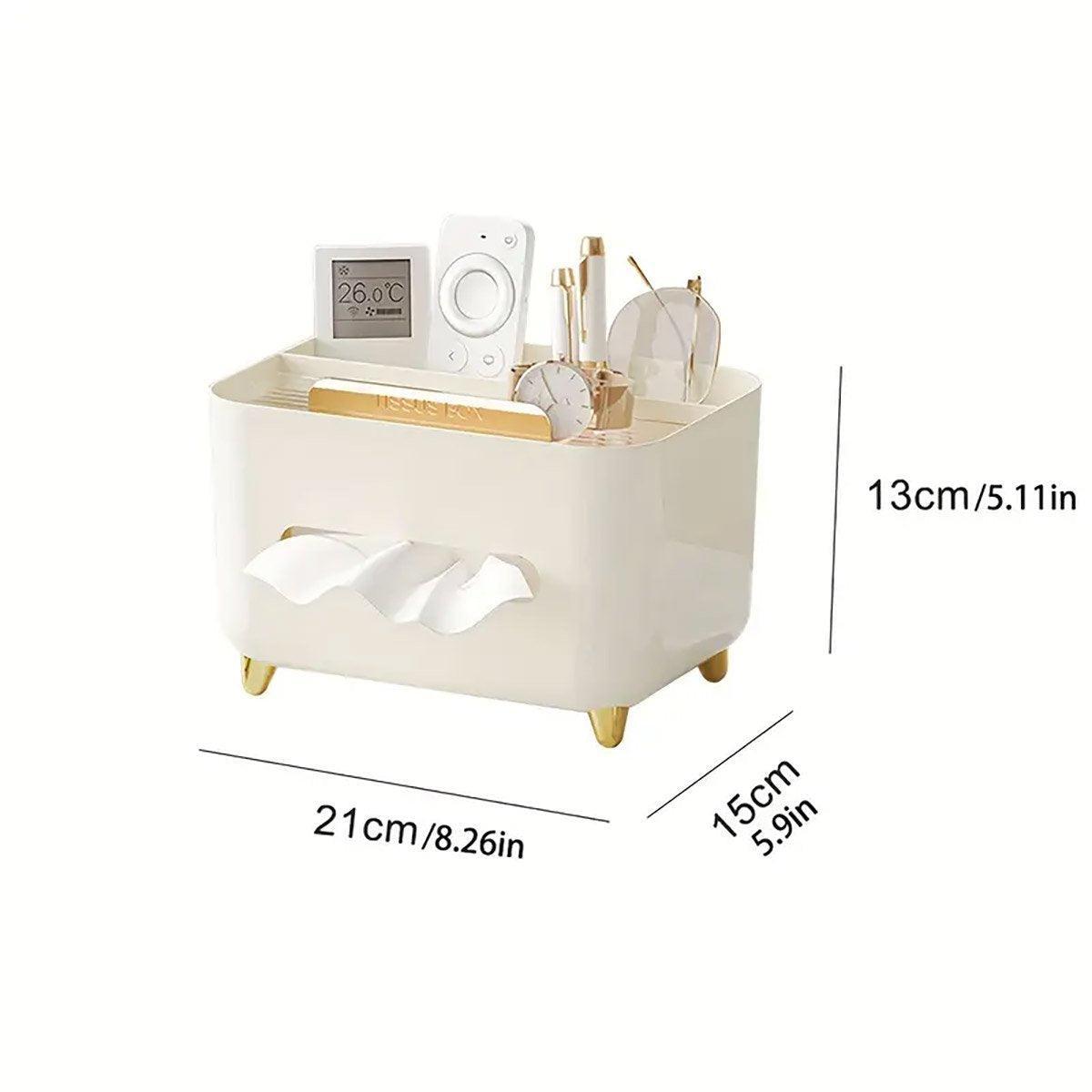 Tissue Box Dispenser Storage Box Napkin Case Remote Control Box Multi-Function - White 3