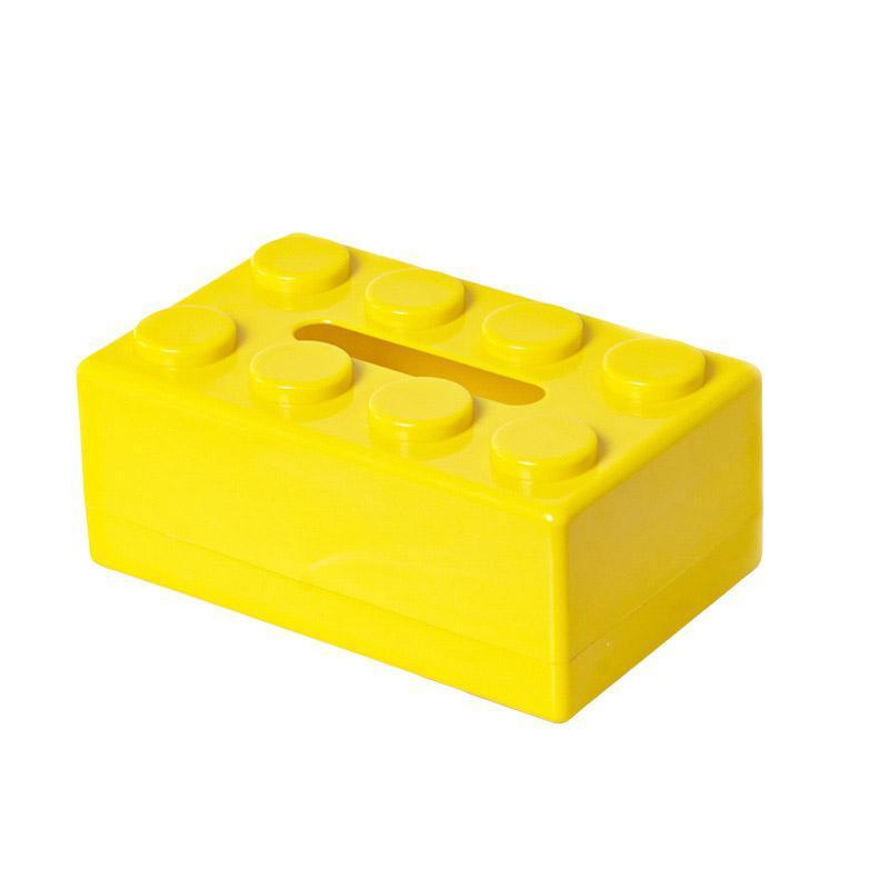 Tissue Box Cover Creative Building Block Cute Napkin Dispenser Holder Home Decor - Yellow 8