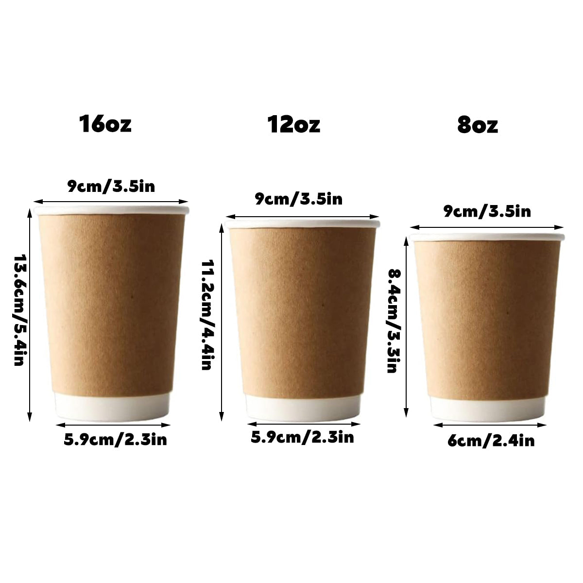 50pcs Disposable Coffee Paper Cups Hot Drink Cups 8/12/16oz for Beverage Use - 8 oz 3