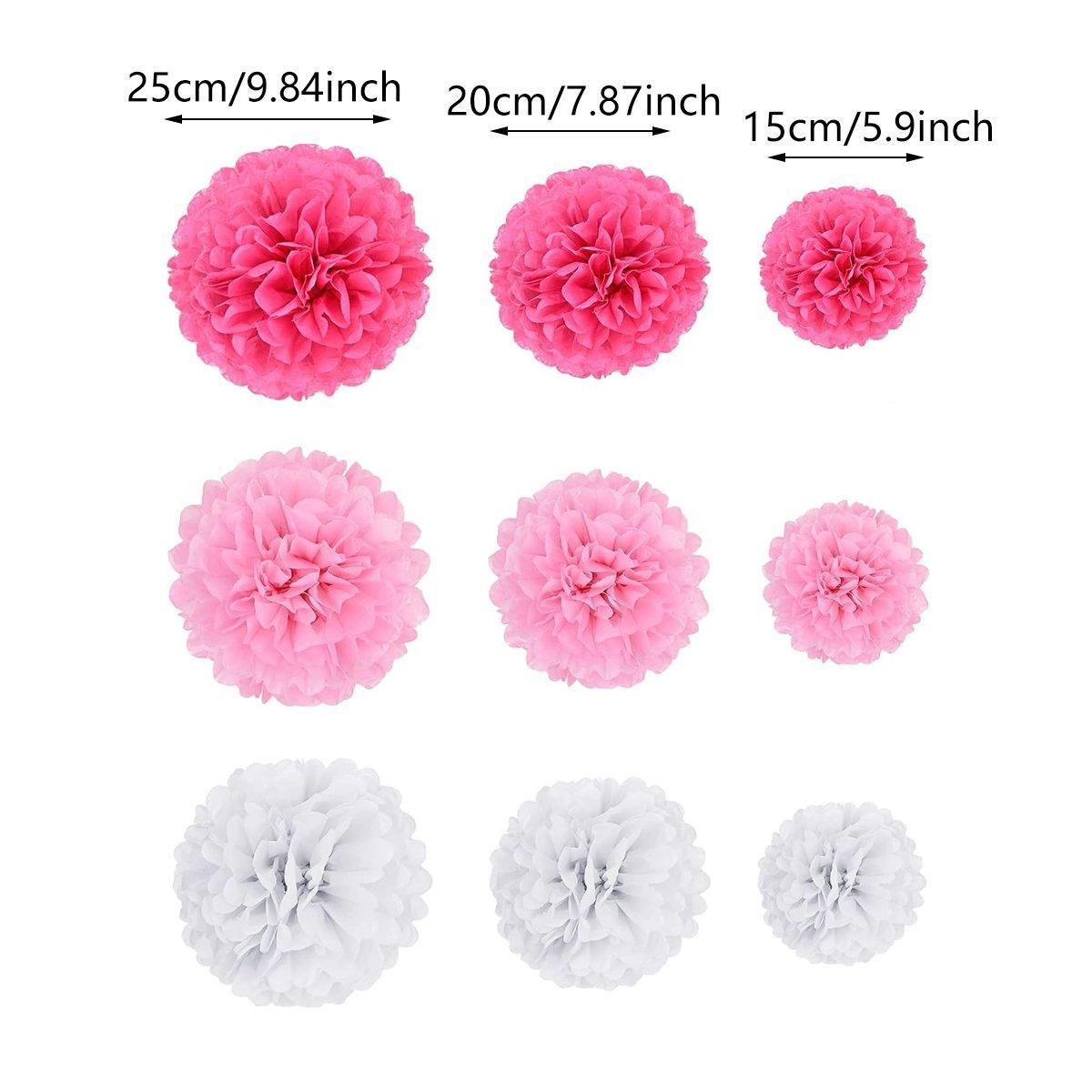 18PCS Pink Spiral Hanging Paper Flower Balls Birthday Party Decoration 3