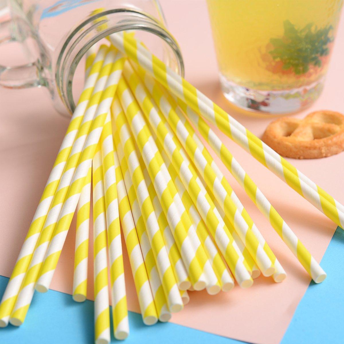 125pcs Biodegradable Paper Straws Striped Coloured Paper Drinking Straws Set 4