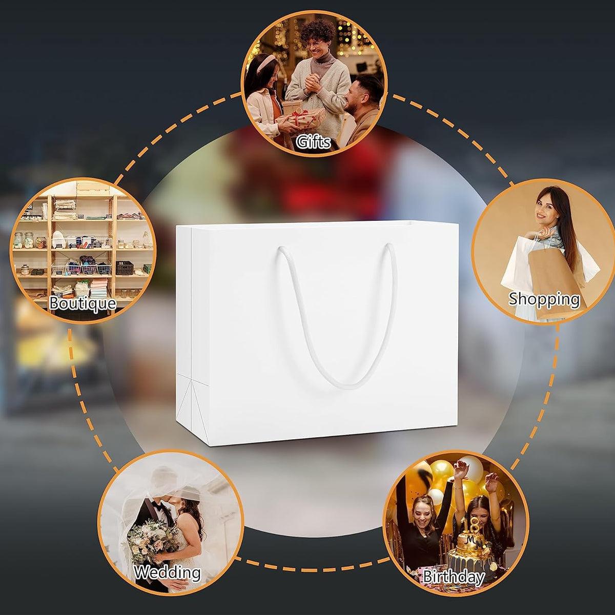 50PCS Kraft Paper Gift Bags Custom Blank Shopping Handbags for Garment Packaging - 13x19x6cm 5