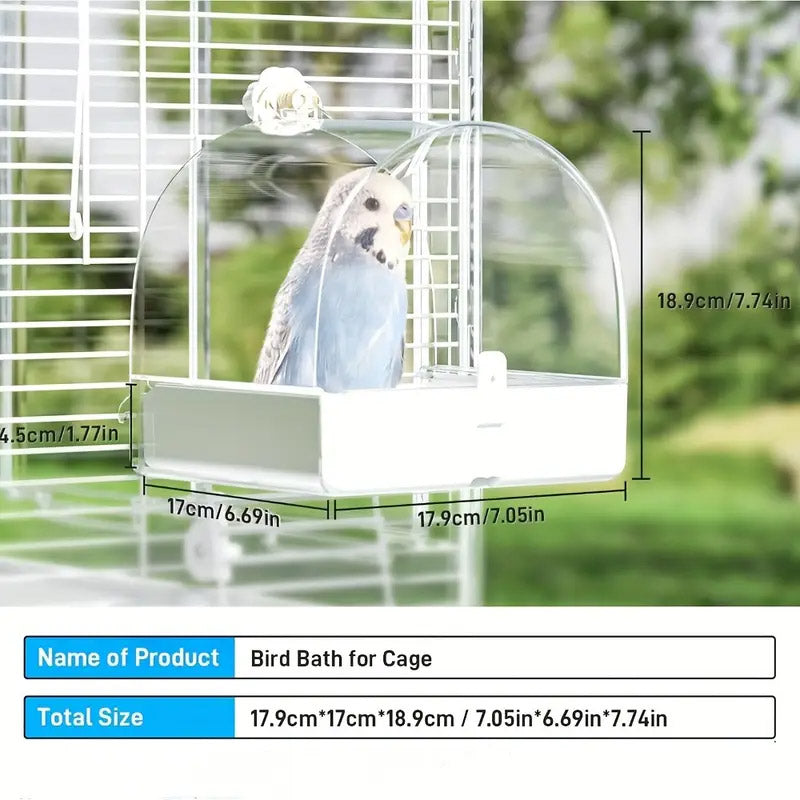 3in1 Parrot Bath Basin Bird Bathtub Cage or Accessory Pet Bird Feeder Water Bowl - Overdress 3