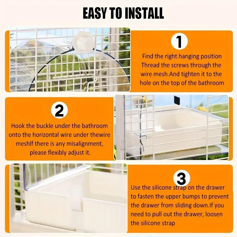 3in1 Parrot Bath Basin Bird Bathtub Cage or Accessory Pet Bird Feeder Water Bowl - Overdress 4