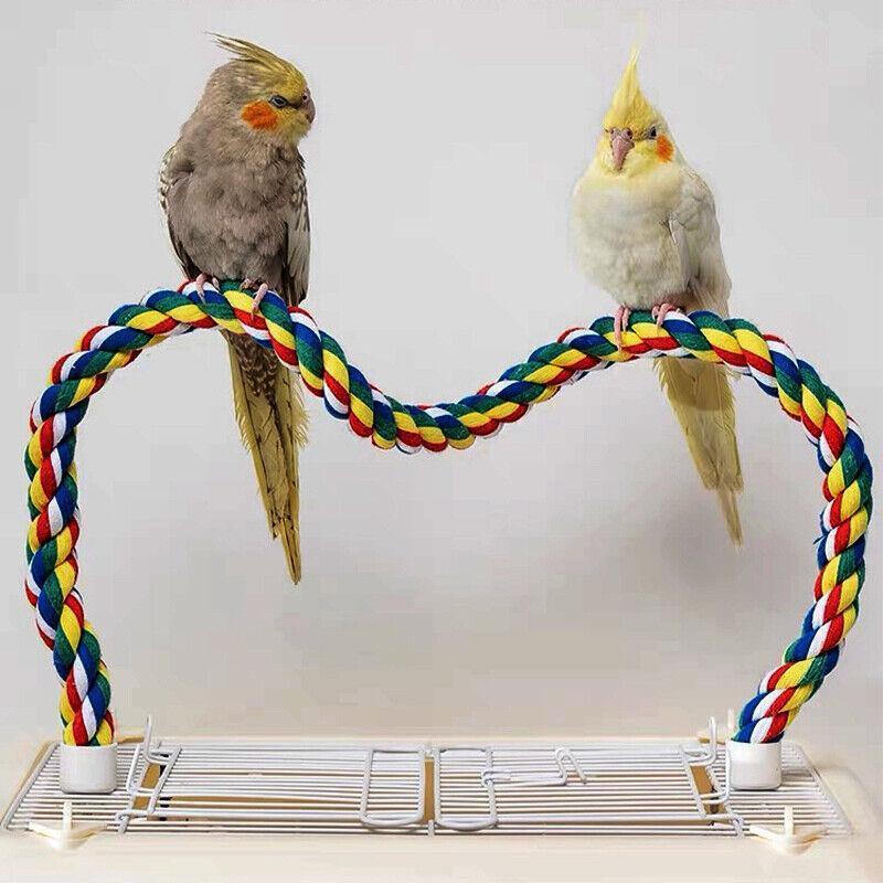 Parrot Rope Perch Colourful Bird Cage Toy Cotton Bungee Swing for Pet Birds - 80CM 4