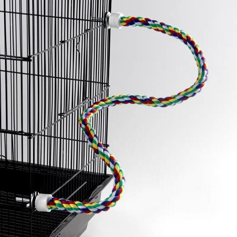 Parrot Rope Perch Colourful Bird Cage Toy Cotton Bungee Swing for Pet Birds - 80CM 5