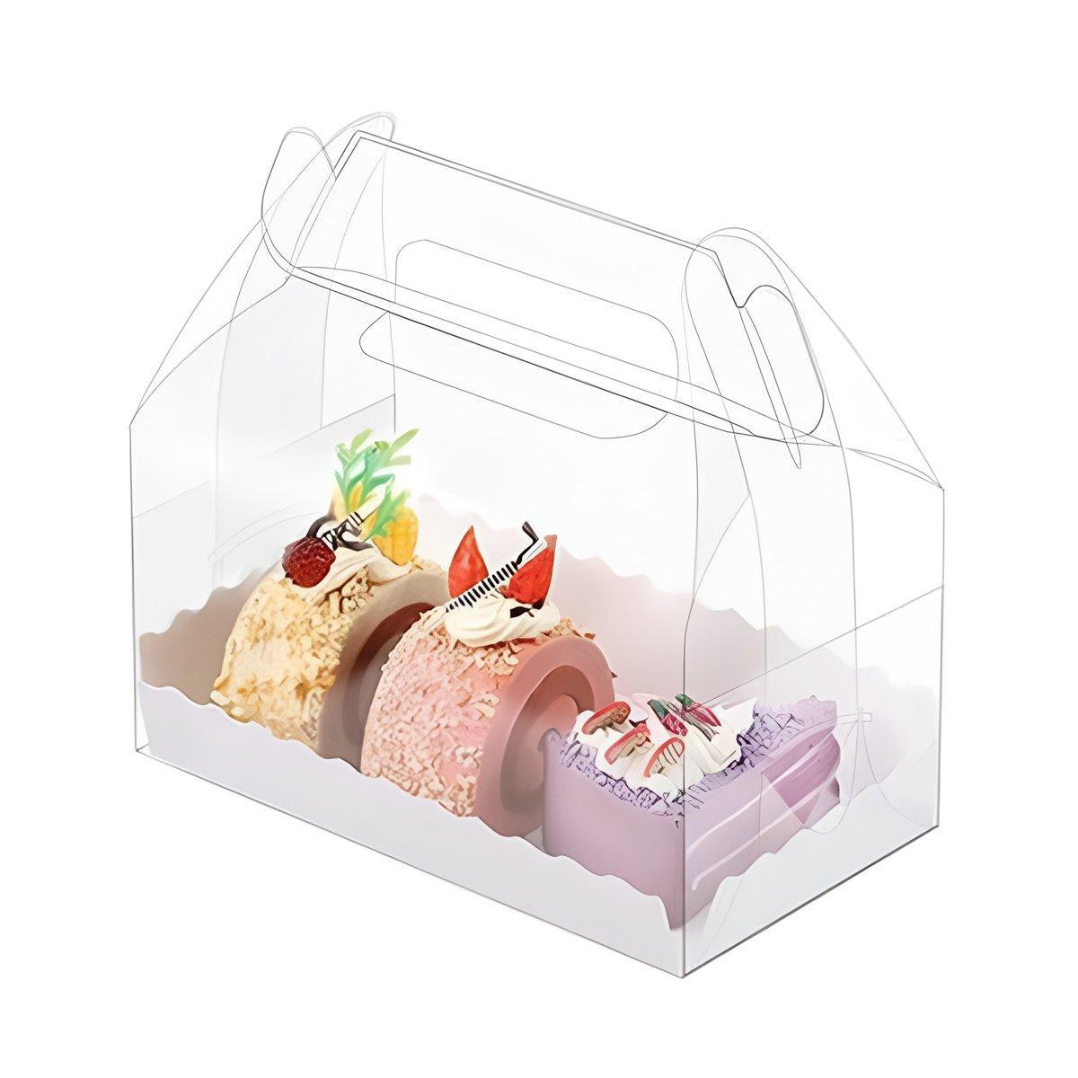 25pcs Transparent Portable Baking Box for Lasagna Mousse Cake Western Point Food - M(Round Holle Tray) 9