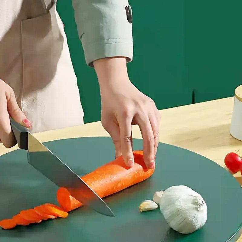 Round Green Plastic Kitchen Chopping Board Household Food Cutting Board Tool - 35cm 4