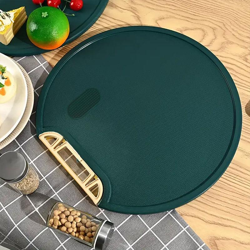 Round Green Plastic Kitchen Chopping Board Household Food Cutting Board Tool - 35cm 5