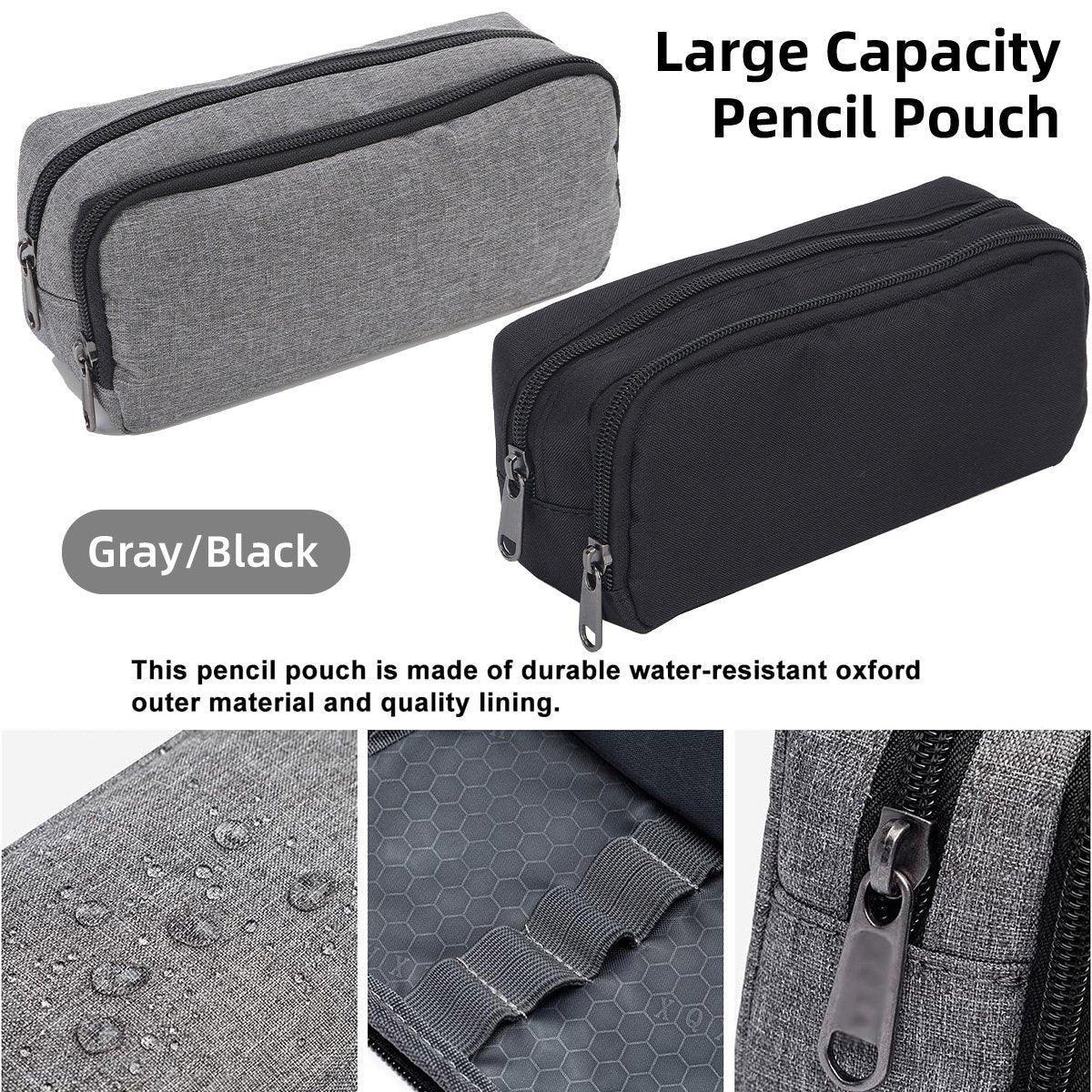Large Capacity Pencil Case Double Layer for Primary School Students Creative Bag - Grey