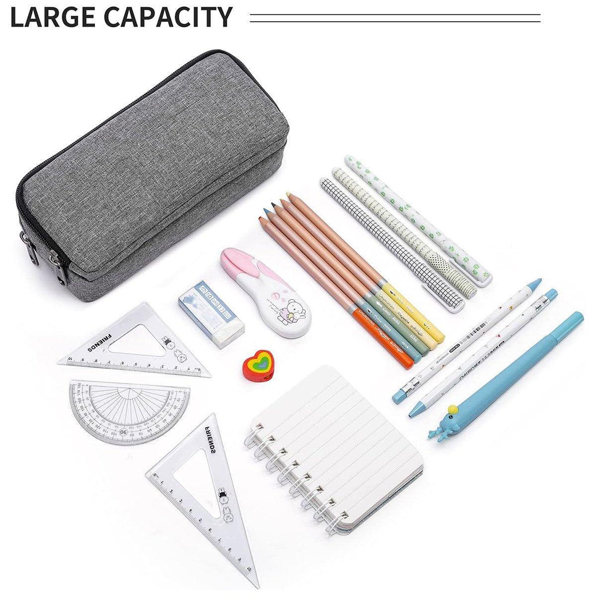 Large Capacity Pencil Case Double Layer for Primary School Students Creative Bag - Grey 4