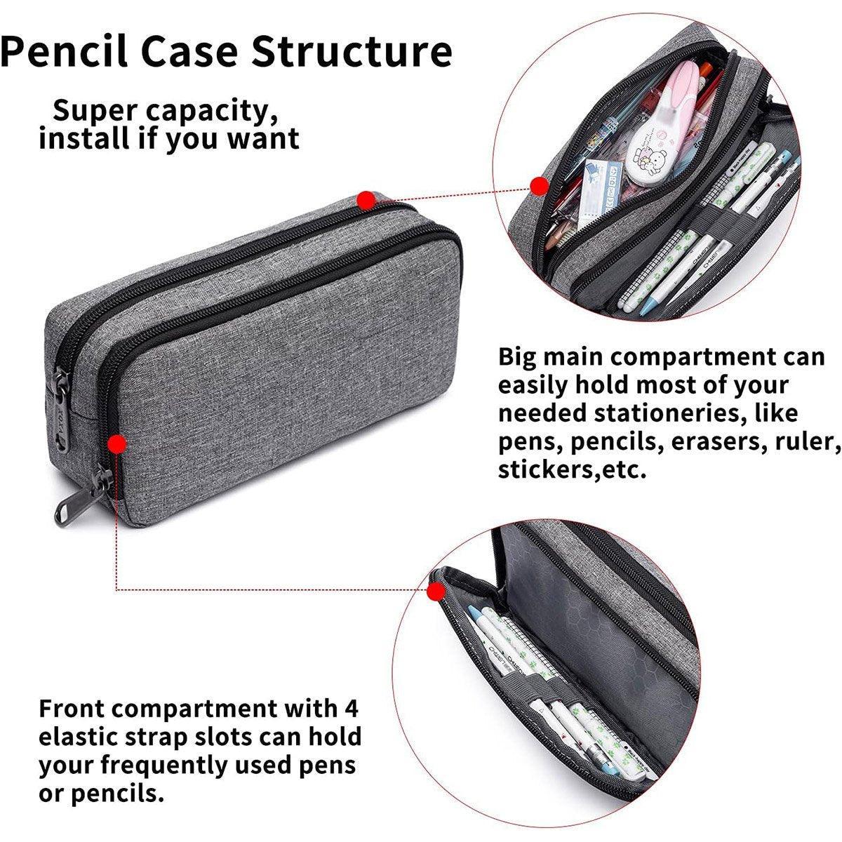 Large Capacity Pencil Case Double Layer for Primary School Students Creative Bag - Grey 5