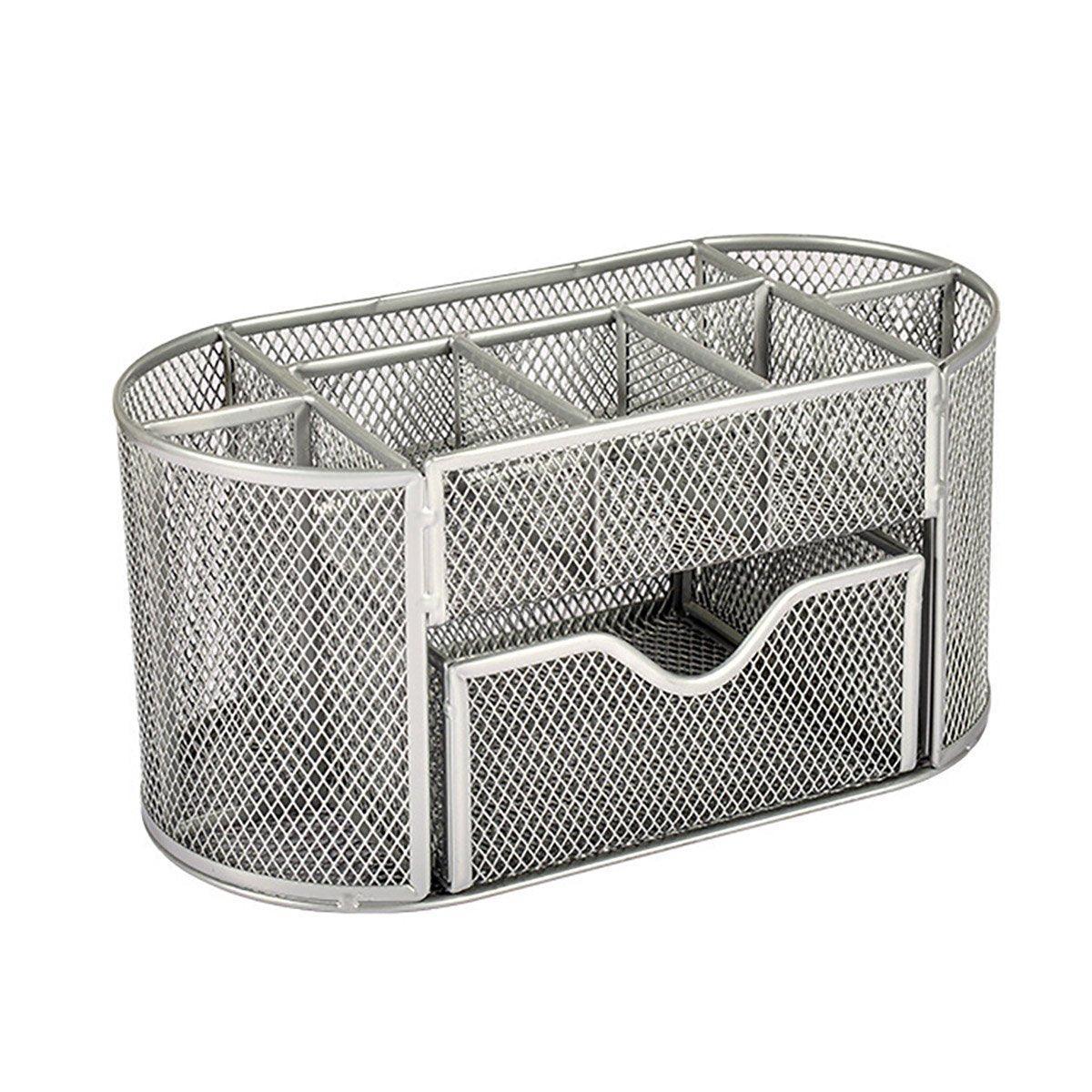 Creative Metal Desktop Pen Holder Multi-function Storage Box Organizer Rack - Black 6