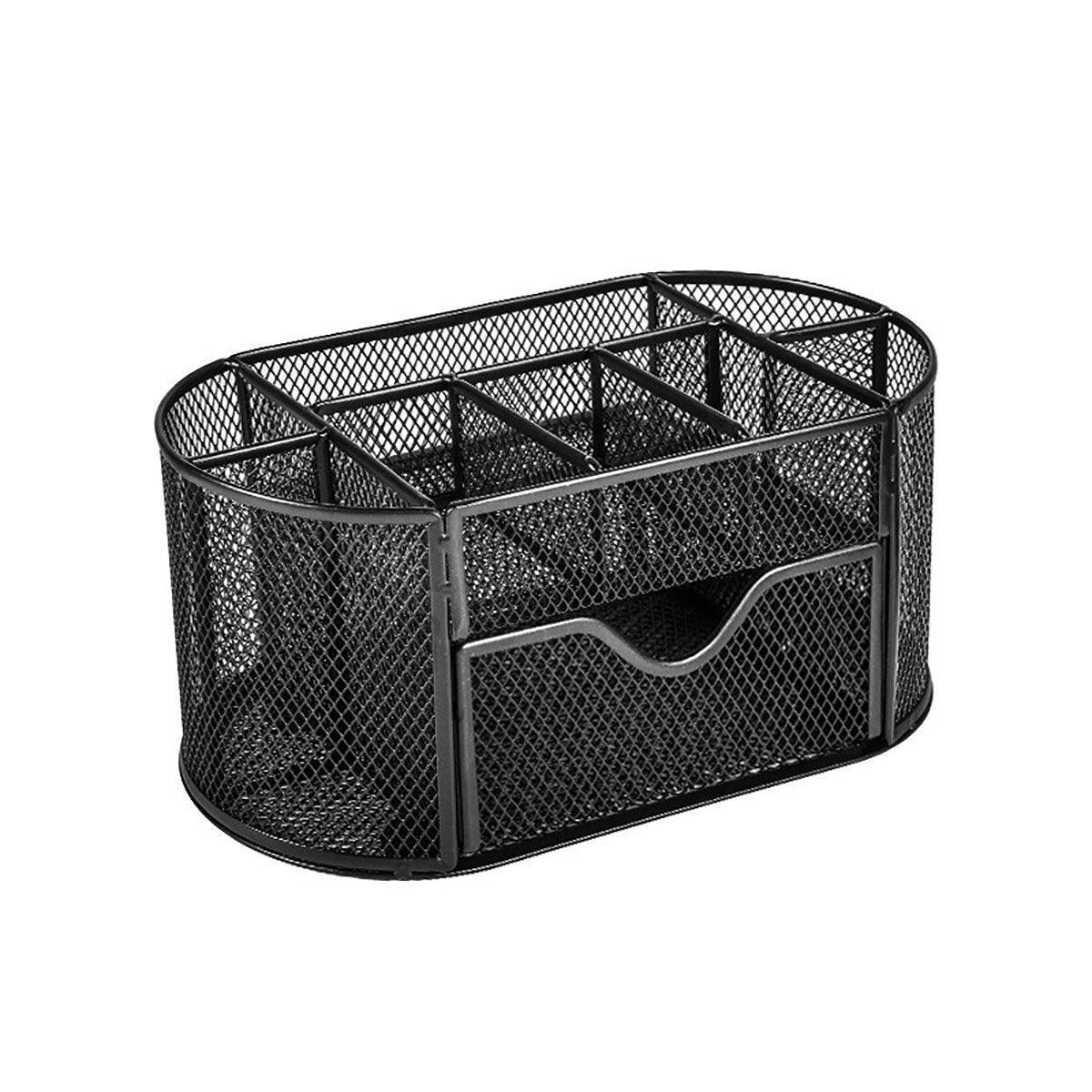 Creative Metal Desktop Pen Holder Multi-function Storage Box Organizer Rack - Black 8