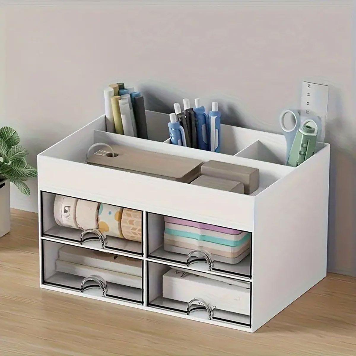 Large Capacity Pen Storage Box Desktop Organizer Multi-functional Stationery Box 4