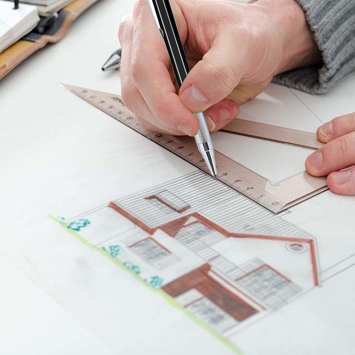 2mm HB Lead Holder Pen Automatic Mechanical Drafting Drawing Pencil Art Tool - Blue(1PCS)+Black(1PCS) 5