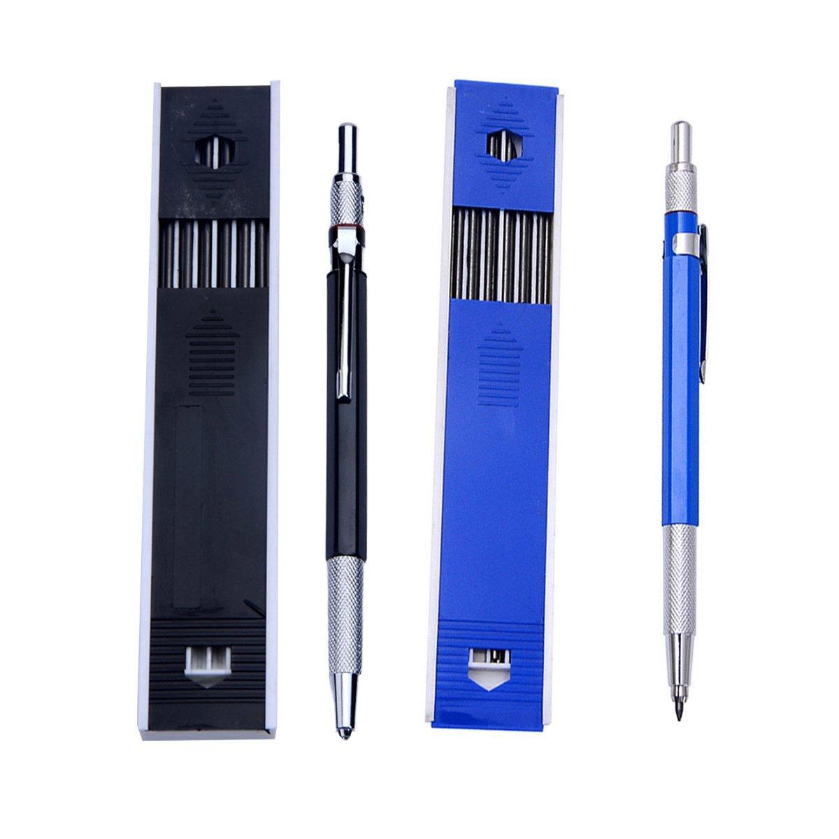 2mm HB Lead Holder Pen Automatic Mechanical Drafting Drawing Pencil Art Tool - Blue(1PCS)+Black(1PCS) 6