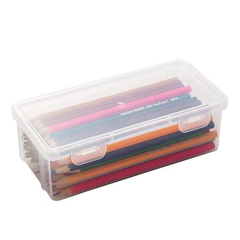 Transparent Stationery Organiser Box with Lid Pencil Pen Case Holder 4pcs Set