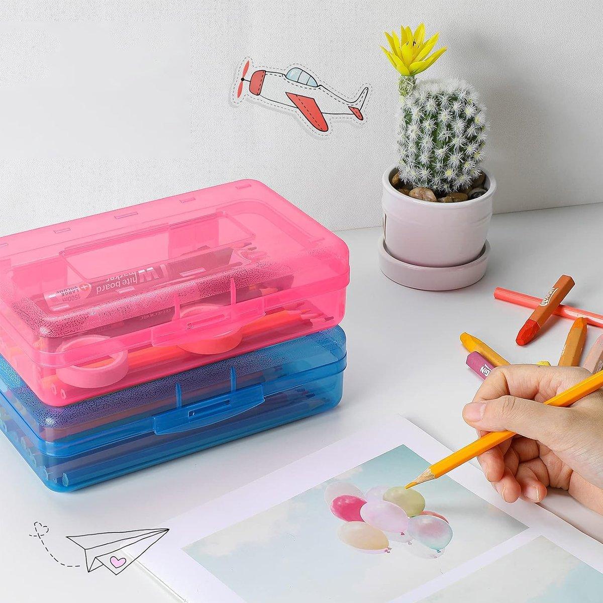Large Capacity Transparent Plastic Pencil Case Multifunctional Student Art Box - Transparent 5