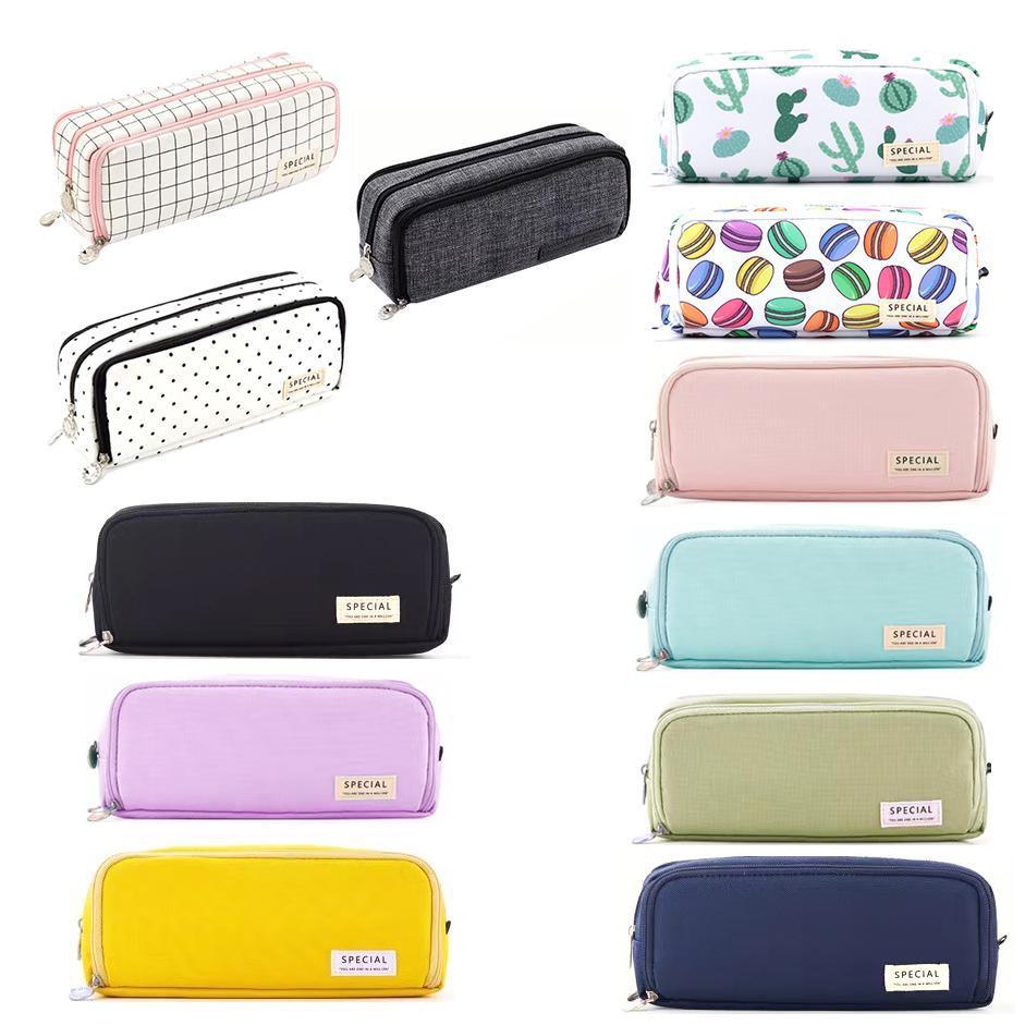 Zipper Pencil Case Large Capacity Storage Bag School Stationery Makeup Organizer - Yellow