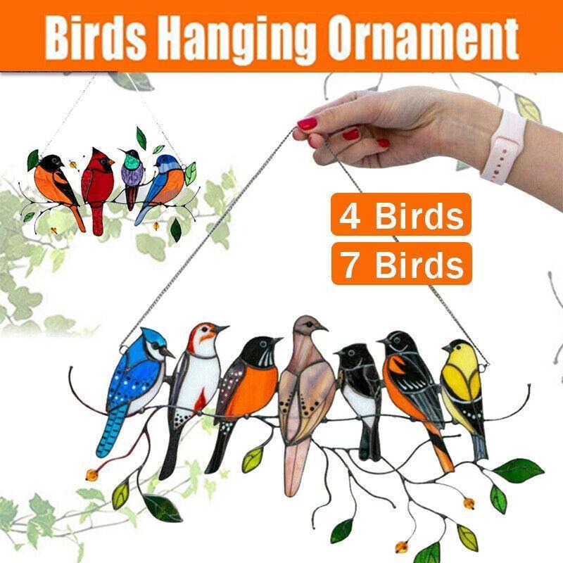 Colorful Birds Hanging Ornament Window Suncatcher Home Decoration Gift - 7 Birds