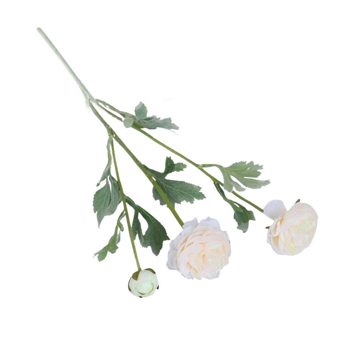 5pcs Artificial Peony Silk Flowers Bouquet Decor Faux Floral Arrangements - Champagne 11