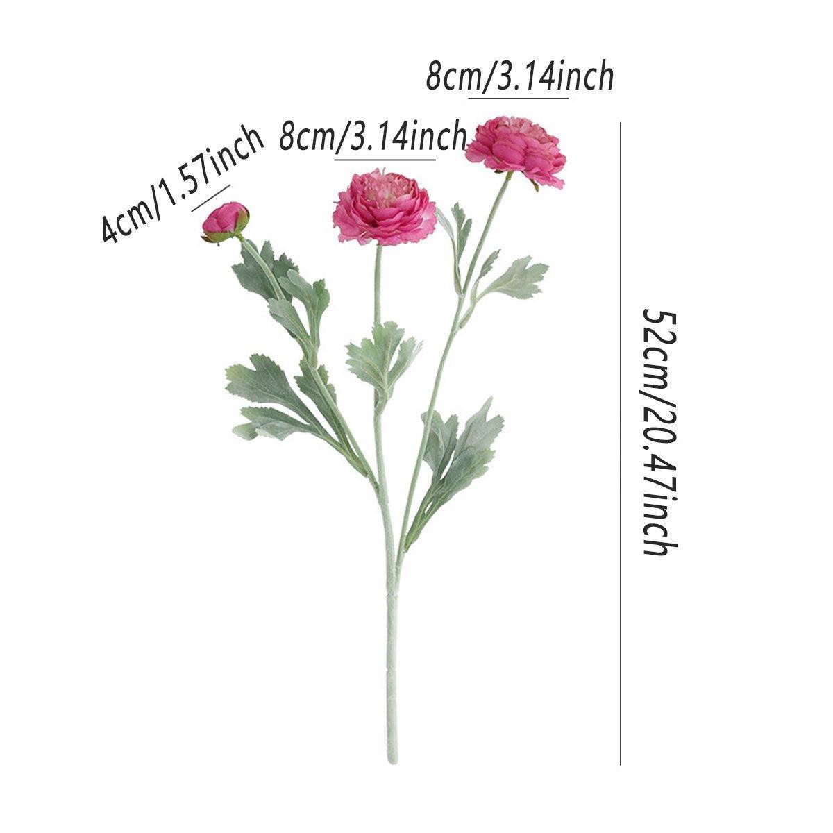 5pcs Artificial Peony Silk Flowers Bouquet Decor Faux Floral Arrangements - Purple Red 3