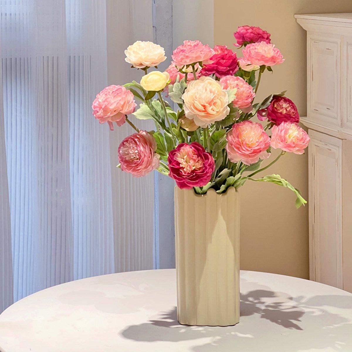 5pcs Artificial Peony Silk Flowers Bouquet Decor Faux Floral Arrangements - Purple Red 5