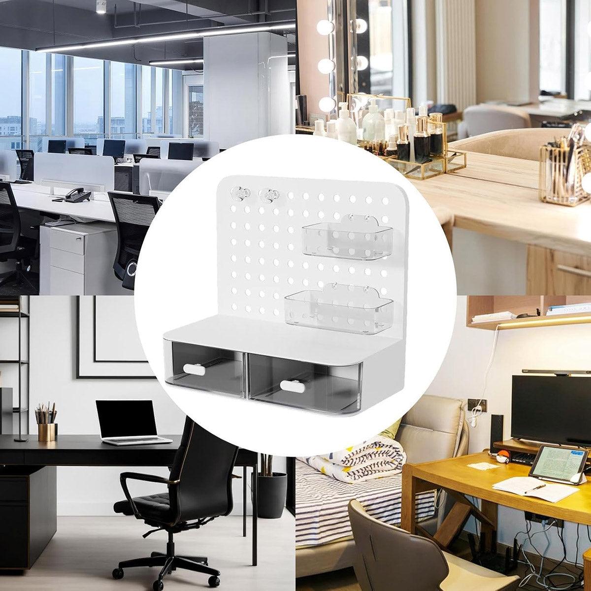 Desktop Storage Box Drawer Organizer Hole Plate Shelf Sub Storage Solution 4