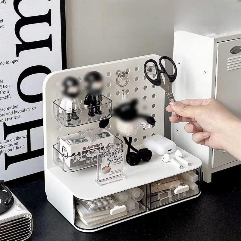 Desktop Storage Box Drawer Organizer Hole Plate Shelf Sub Storage Solution 5