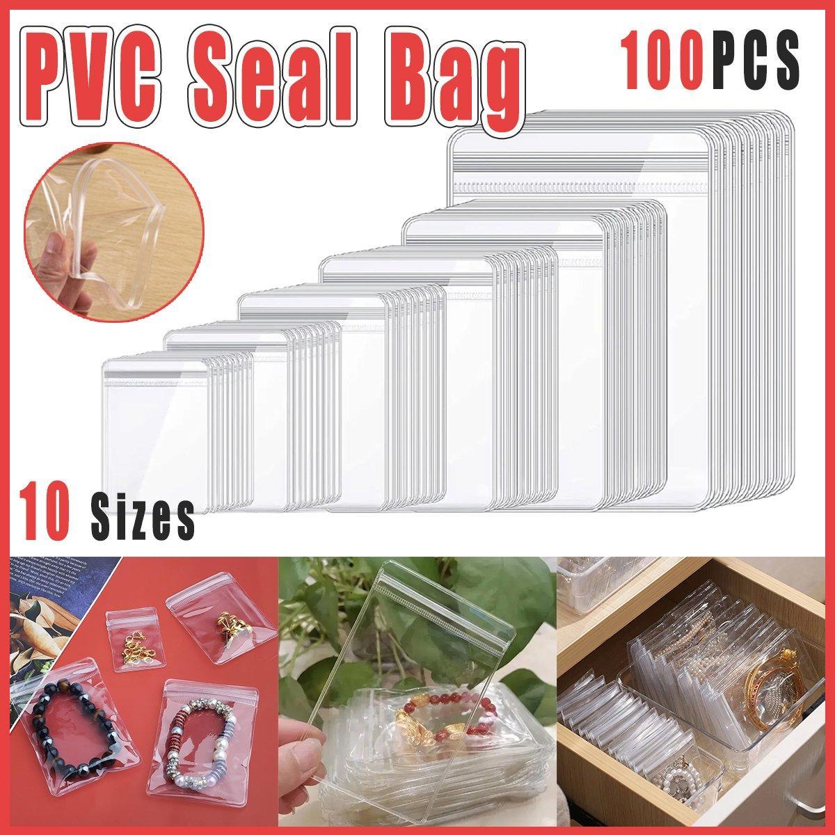 100pcs PVC Self-Sealing Jewelry Bags Anti-Oxidation Storage Dustproof Bags - 10*15cm
