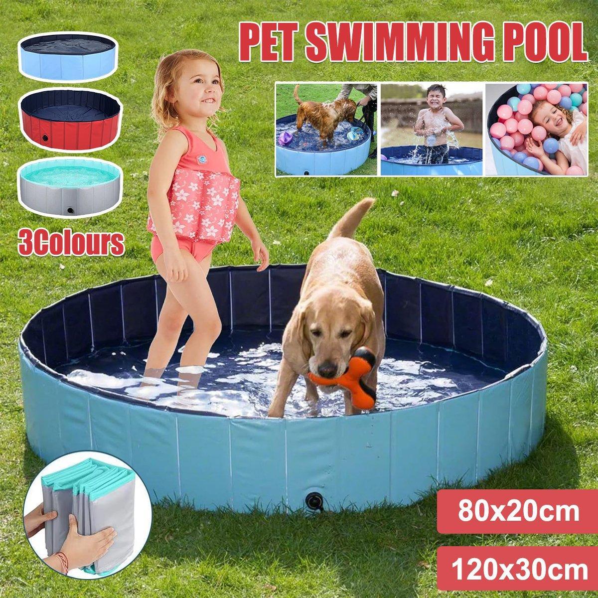 Pet Swimming Pool Foldable Portable Pool for Dogs Outdoor Summer Play - Red-120x30cm