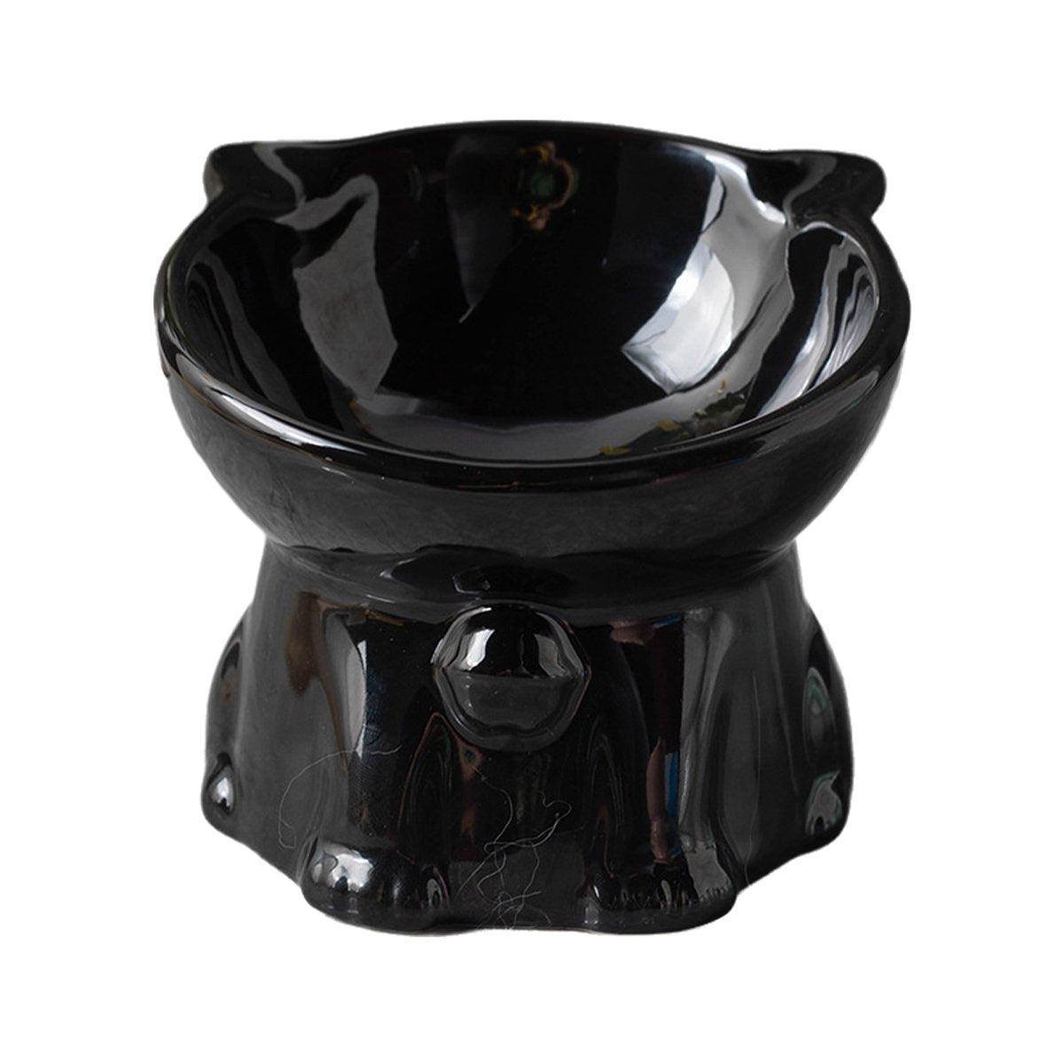 Ceramic Cat Bowl Cute Tall Raised Cat Food Bowl for Pets Eating Comfortably - Black 7