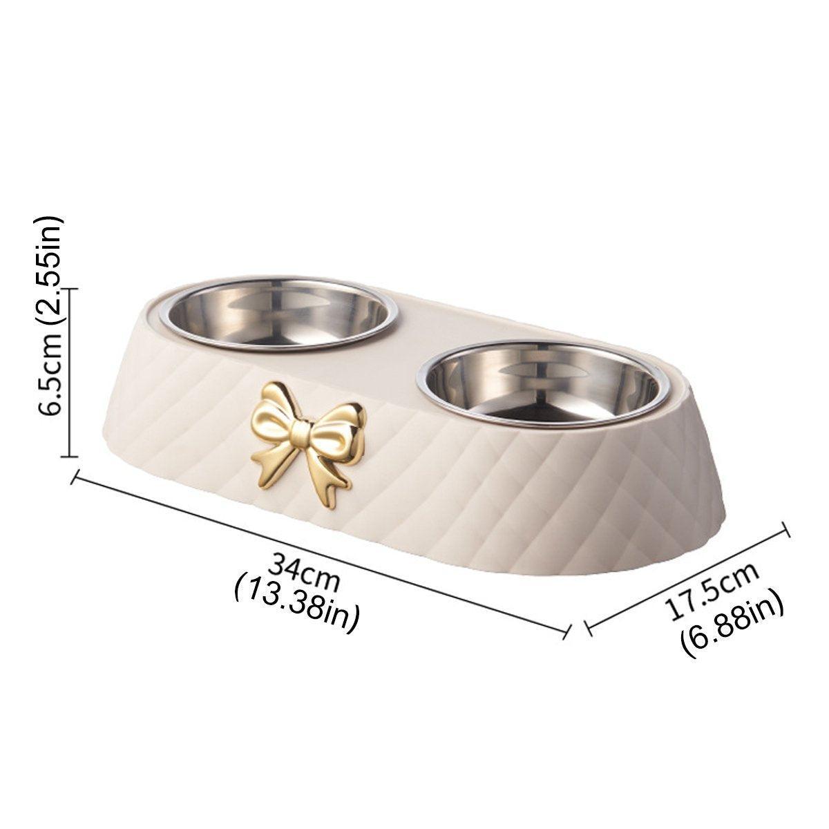 Stainless Steel Double Pet Bowl Non-Slip Anti-Knock Dog Cat Feeder Utensils - Green 3