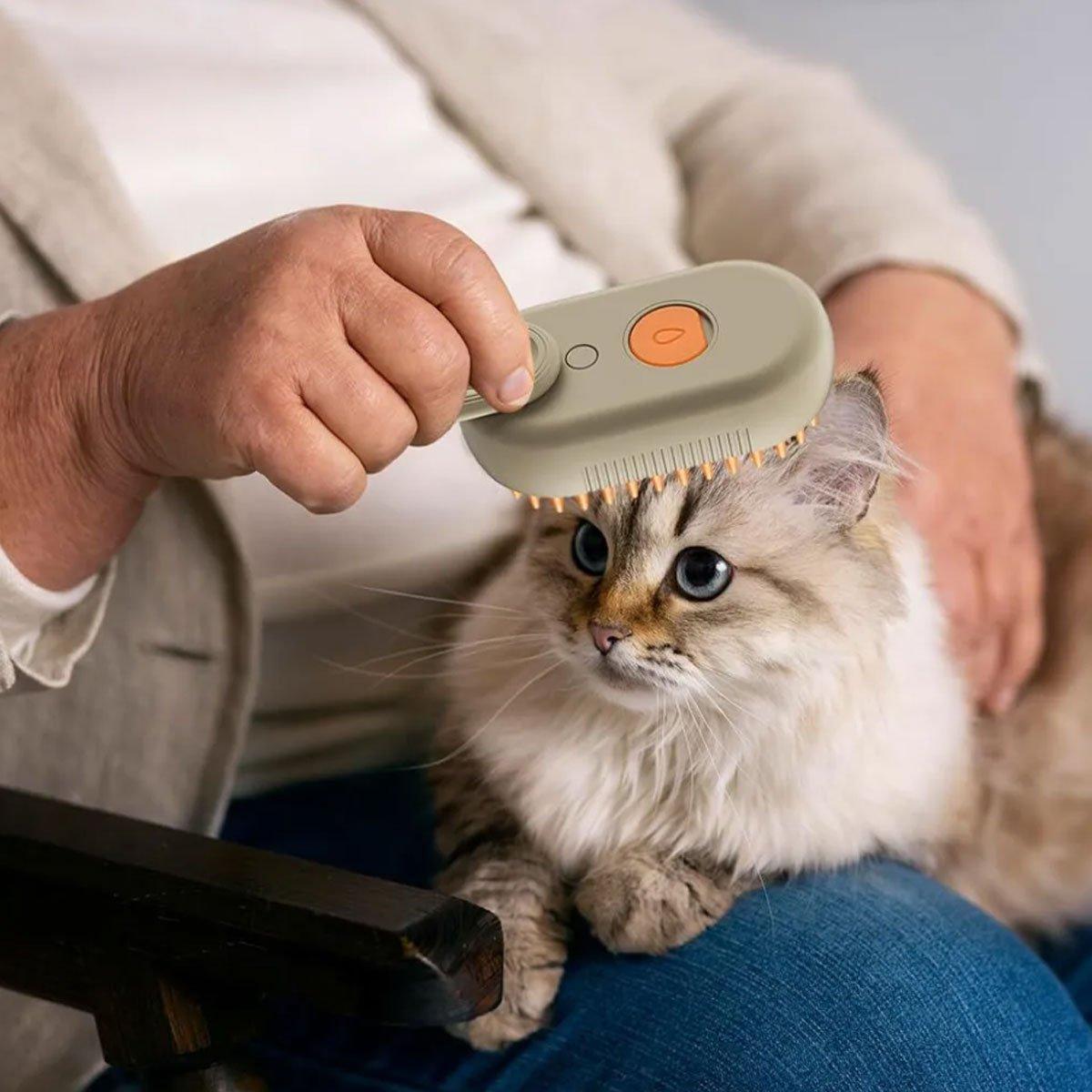 Mango Pet Massage Comb Spray Brush for Dogs Cats Grooming Shedding Detangler - Brown 4