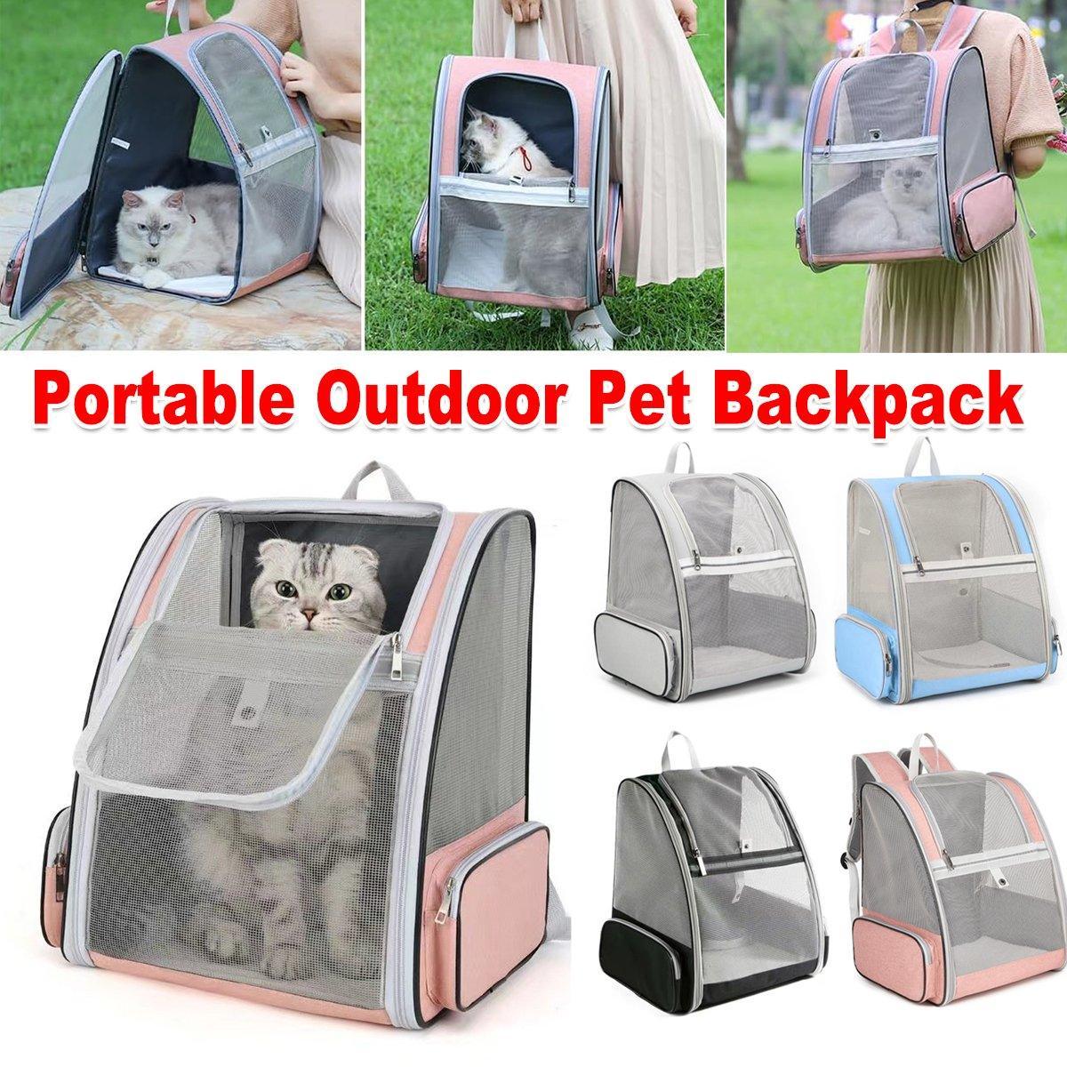 Large Foldable Breathable Portable Cat Dog Bag Outdoor Shoulder Pet Backpack - Pink