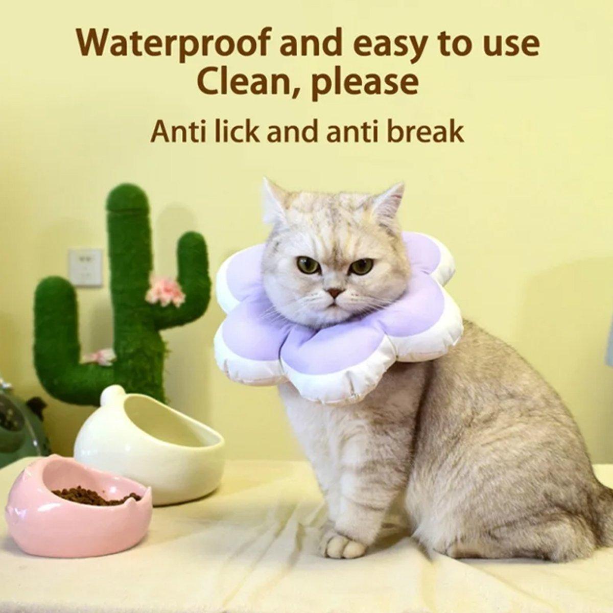 Elizabethan Cat Recovery Collar Anti Licking Pet Cone Protective Neck Ring - Yellow-L 5