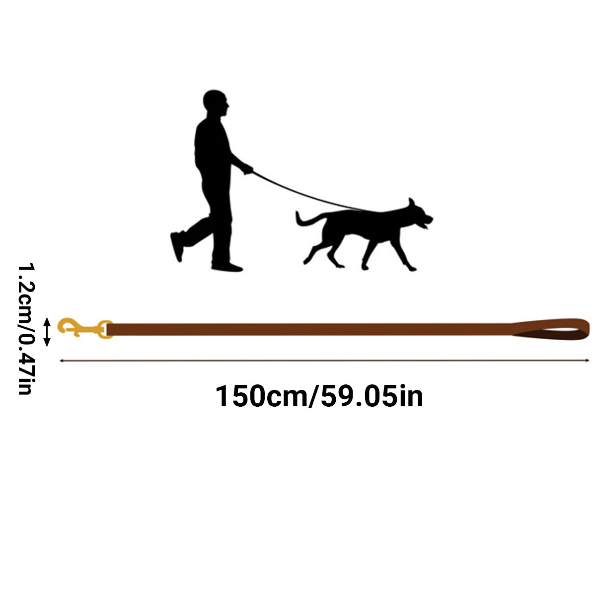 Dog Leash Cowhide Lead Heavy Duty Leather M Size Brown For Walking Training - Black 3