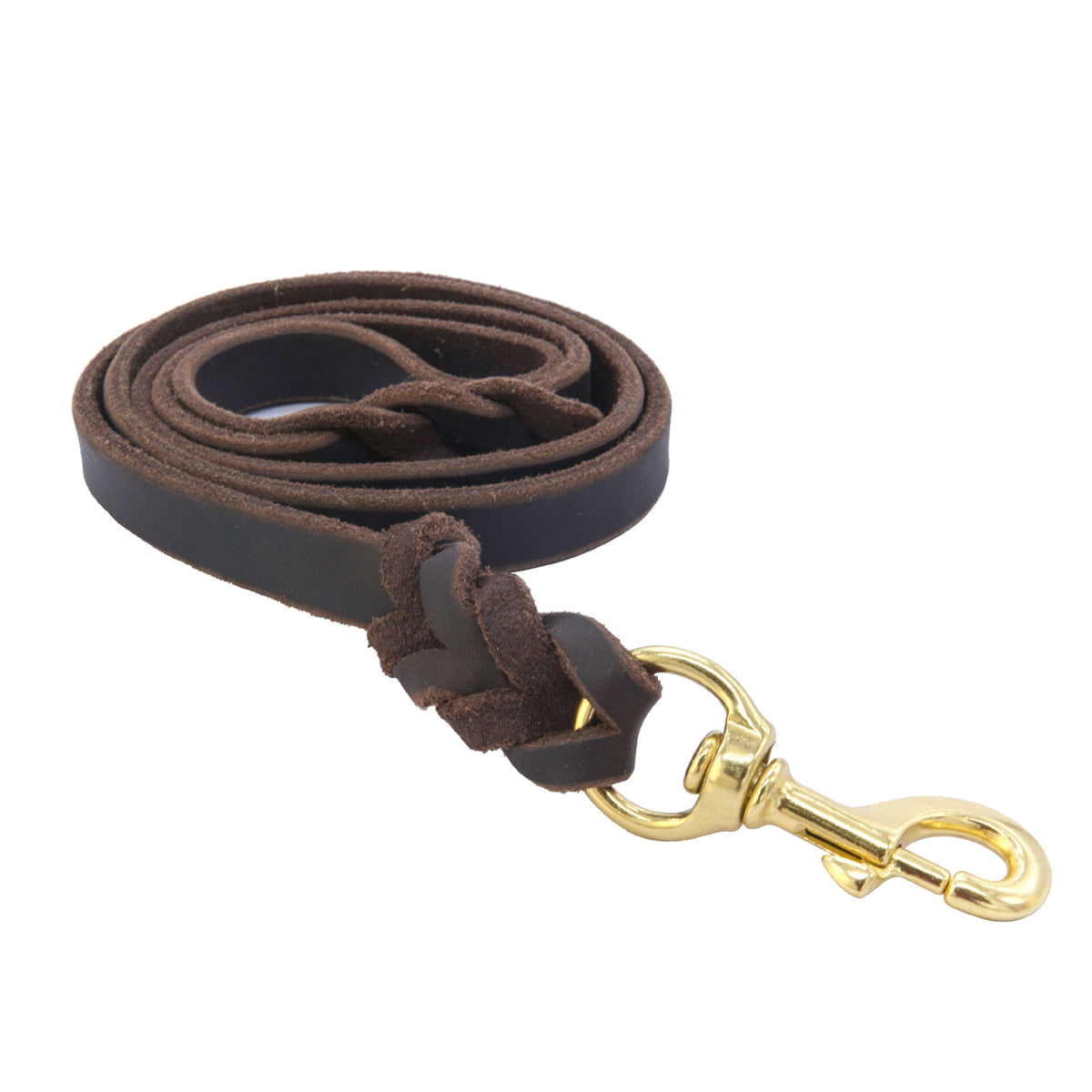Dog Leash Cowhide Lead Heavy Duty Leather M Size Brown For Walking Training - Black 6