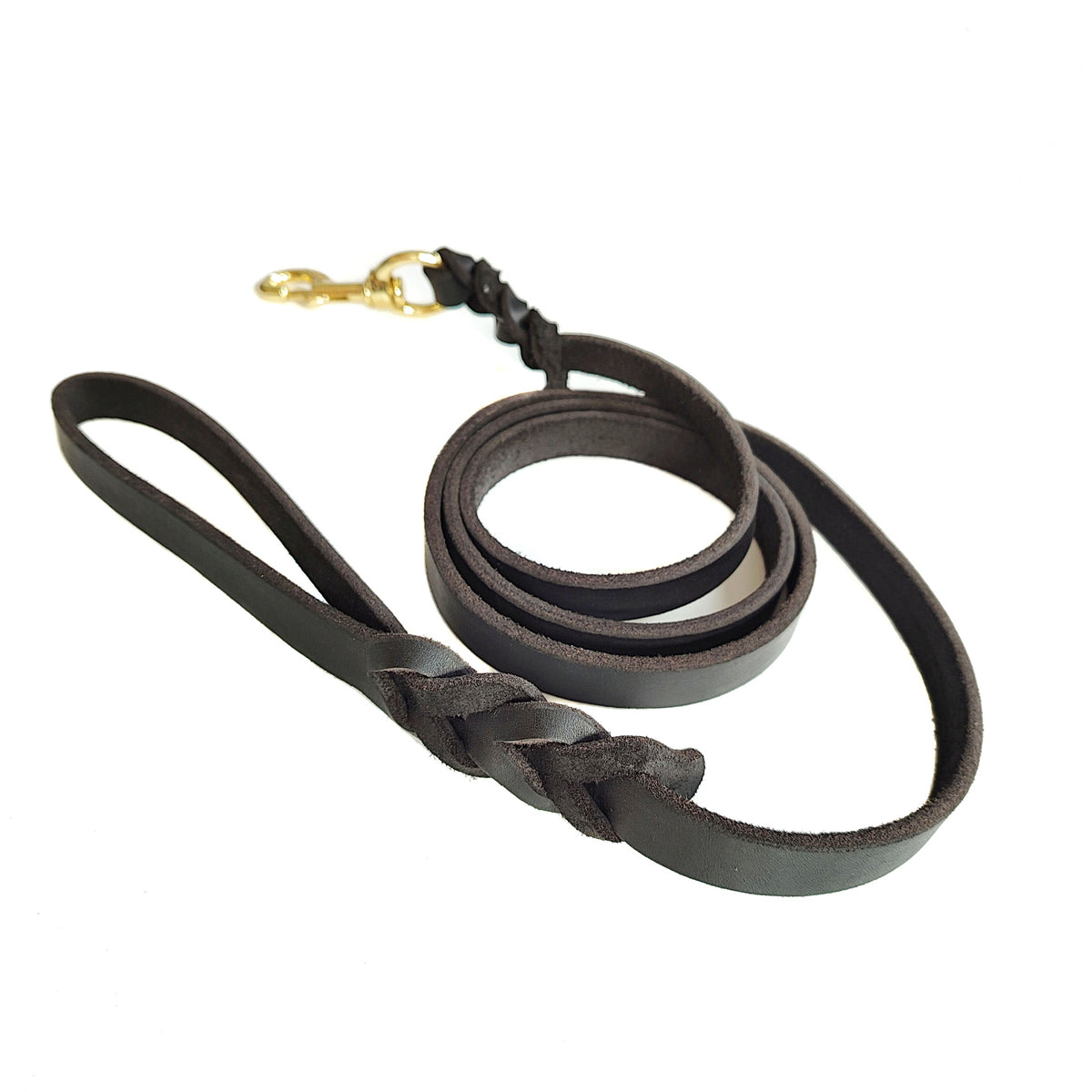 Dog Leash Cowhide Lead Heavy Duty Leather M Size Brown For Walking Training - Black 7