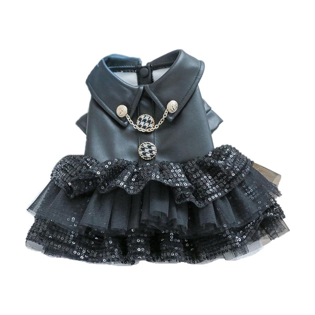 Pet Dog Cat Clothes Autumn Winter Fashion Sequin Small Leather Skirt Outfit - M 7