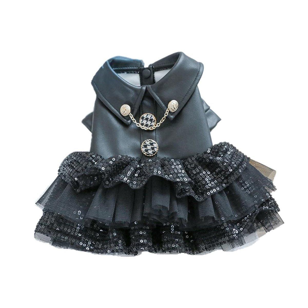 Pet Dog Cat Clothes Autumn Winter Fashion Sequin Small Leather Skirt Outfit - S 6