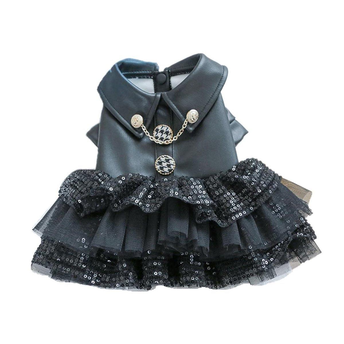 Pet Dog Cat Clothes Autumn Winter Fashion Sequin Small Leather Skirt Outfit - S 8