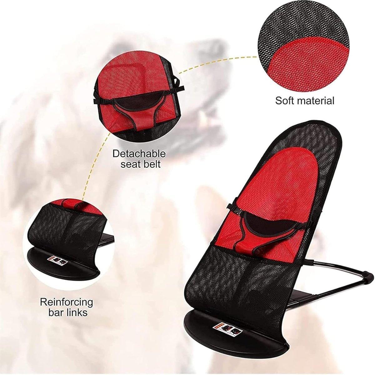 Pet Rocking Chair for Dogs Cats Foldable Pet Bed Portable Sleeping Lounger Chair - Red 4