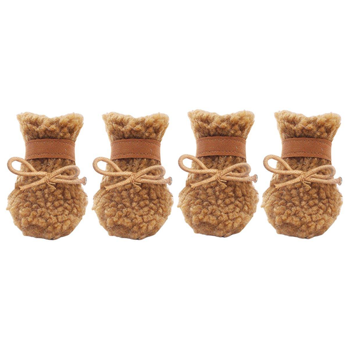 Winter Pet Dog Snow Boots Teddy Puppy Non-Slip Cotton Shoes Warm Puppy Foot - Brown-M 13