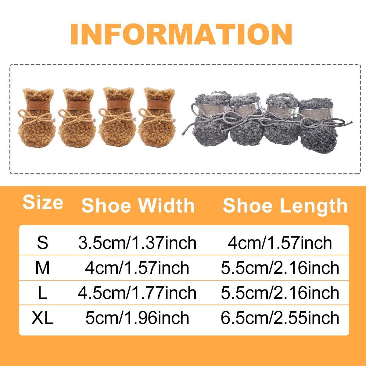 Winter Pet Dog Snow Boots Teddy Puppy Non-Slip Cotton Shoes Warm Puppy Foot - Brown-S 3