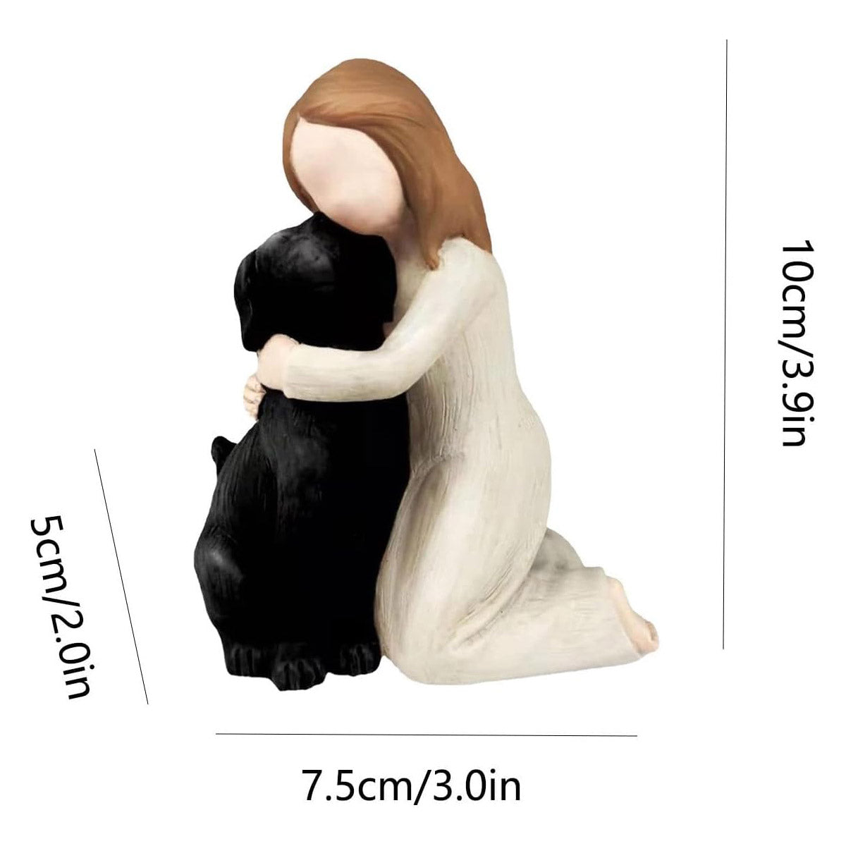 Girl Hugging Dog Ornament Decorative Figurine Resin Home Decoration Craft Gift - Yellow 3