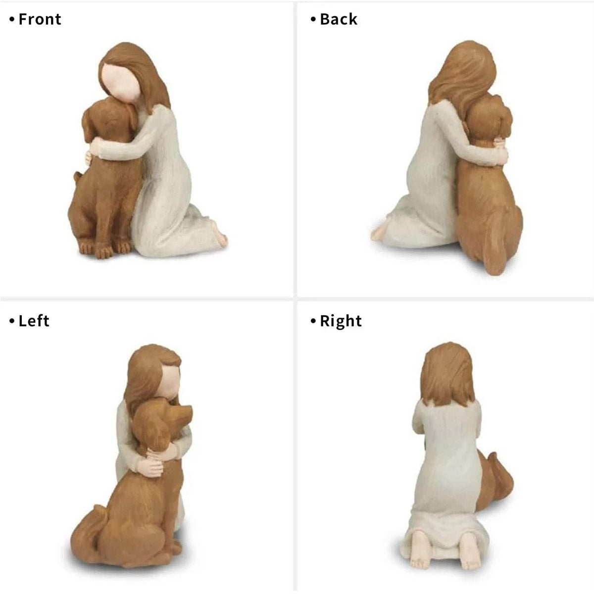 Girl Hugging Dog Ornament Decorative Figurine Resin Home Decoration Craft Gift - Yellow 4