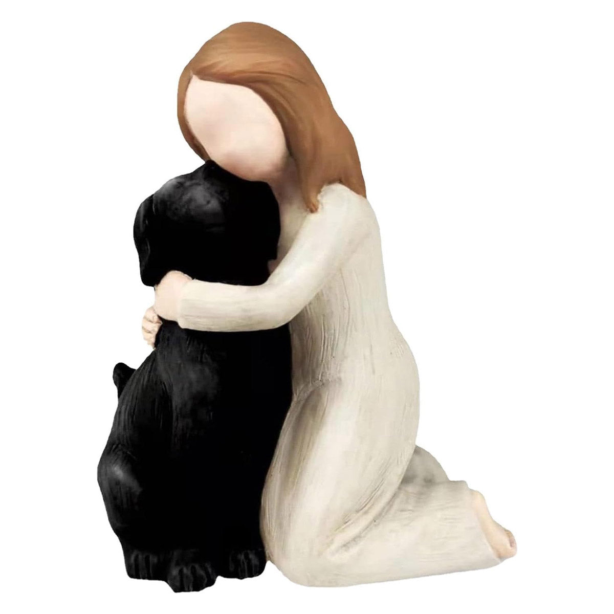 Girl Hugging Dog Ornament Decorative Figurine Resin Home Decoration Craft Gift - Yellow 6