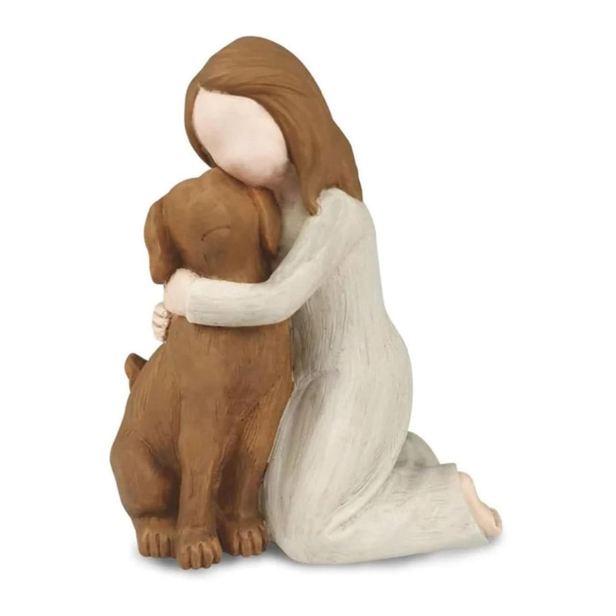 Girl Hugging Dog Ornament Decorative Figurine Resin Home Decoration Craft Gift - Yellow 7